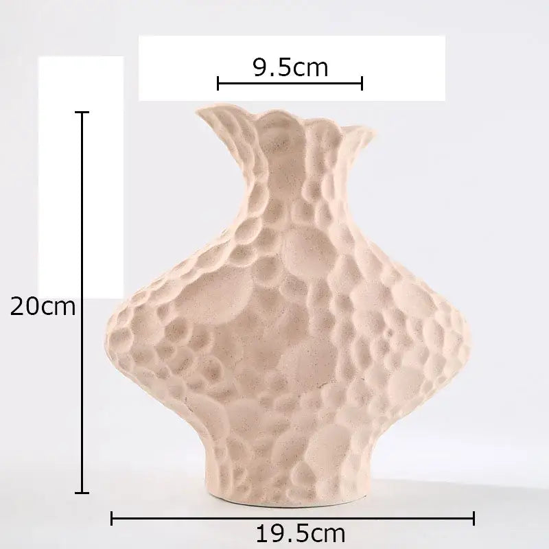 Modern beige frosted ceramic vase with textured bubble surface and flared neck for living room decorbites frosted ceramic decor
