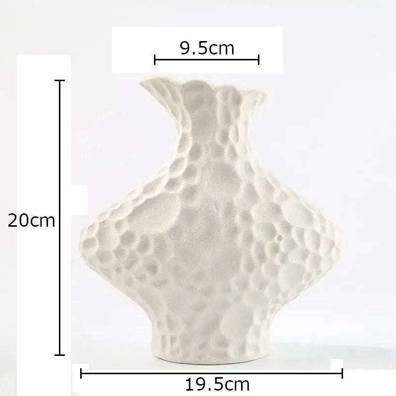 Modern beige frosted ceramic vase with textured bubble surface and flared neck by decorbites frosted ceramic decor