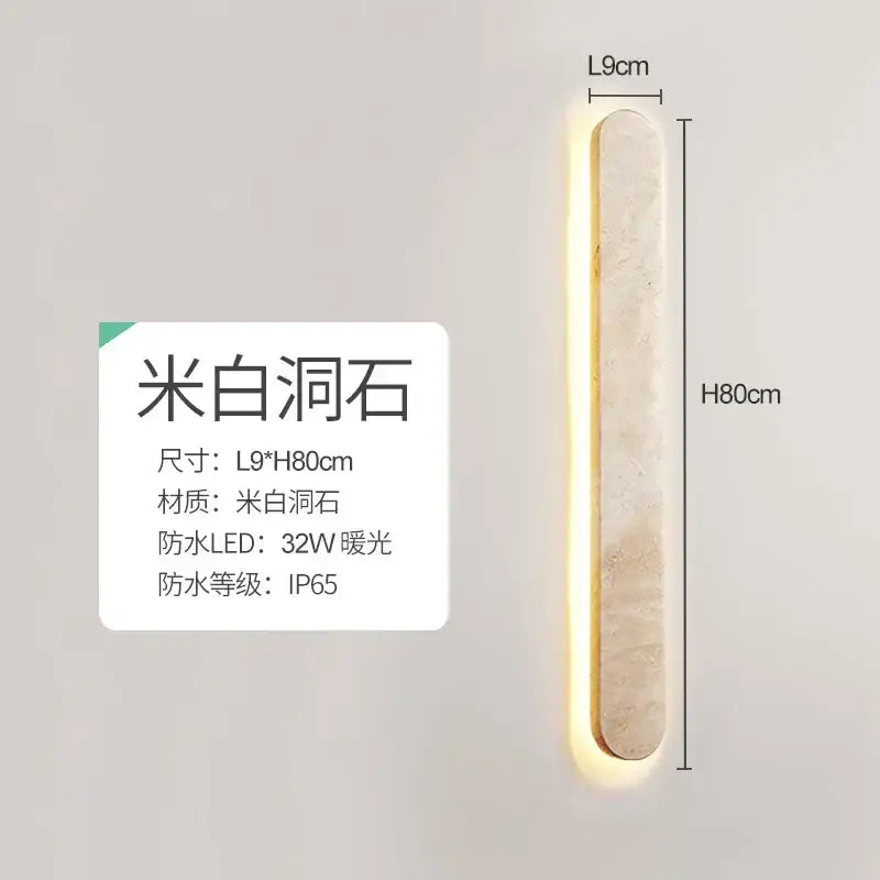 Modern beige marble courtyard led wall sconce with warm glow crafted from off-white marble for outdoor decorbites courtyard led
