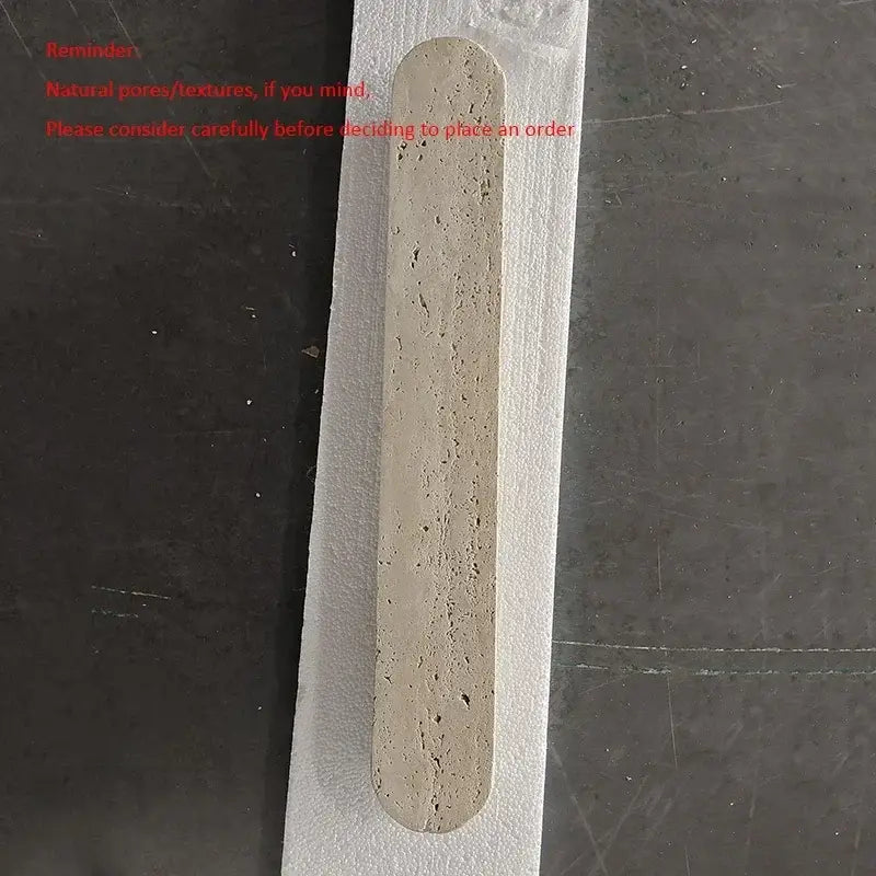 Beige stone trowel with textured porous surface and rounded ends for modern decorbites courtyard led wall sconce