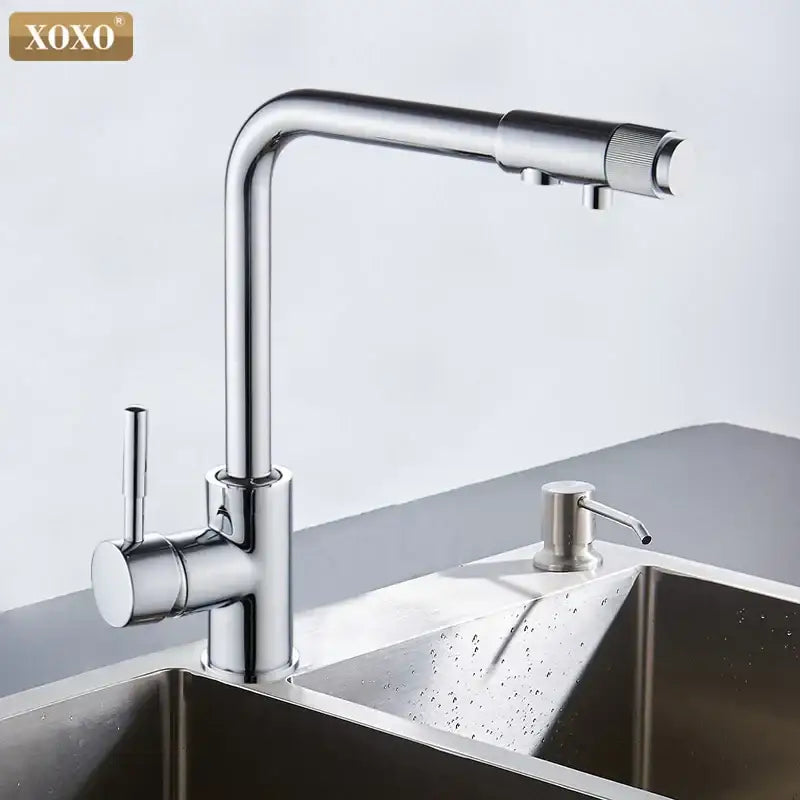 Modern beige speckled kitchen faucet with chrome accents and pull-down spout by decorbites xoxo kitchen water purifier