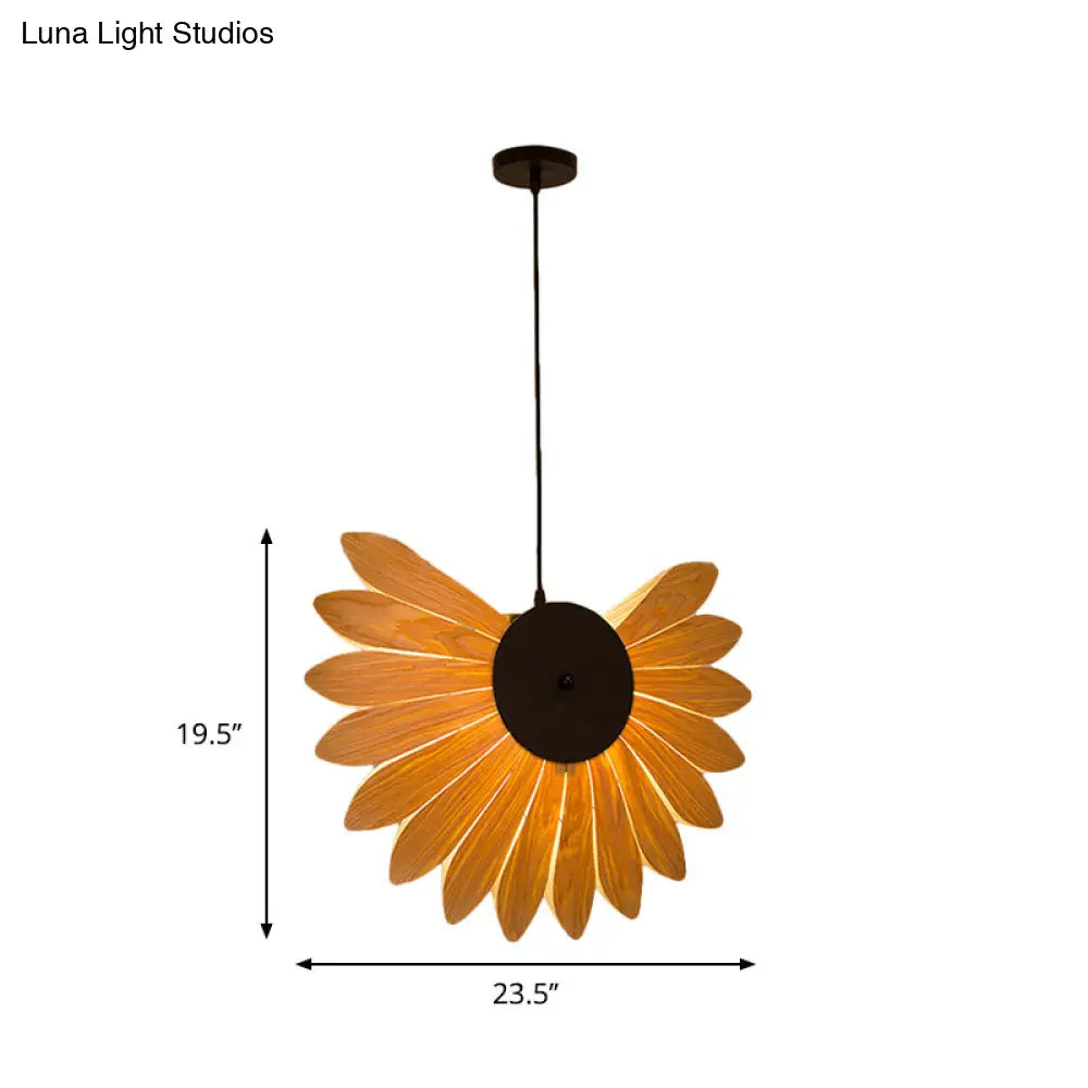 مصباح معلق عصري على شكل زهرة عباد الشمس باللون البيج مزود بمصباح واحد - مثالي للمطاعم