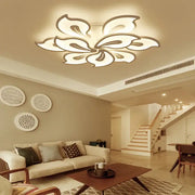 Modern beige and white flower led ceiling light with elegant layered petals for living room illumination