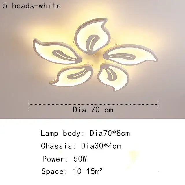 Modern beige and white five-petal flower led ceiling light with elegant led ceiling design for living room use