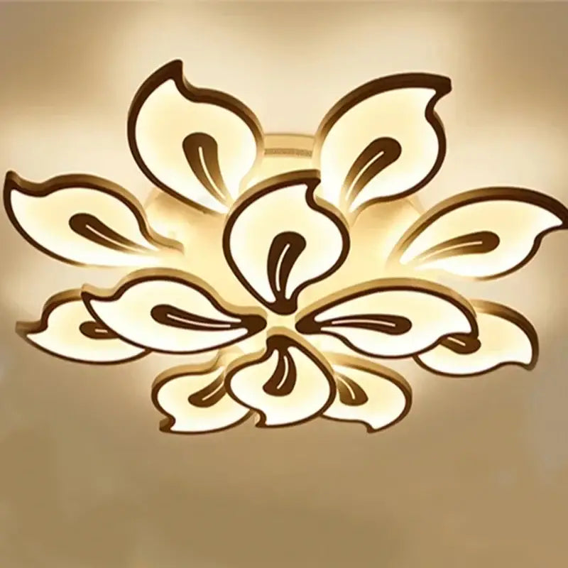 Modern beige and white flower led ceiling light featuring a warm lotus petal design for elegant living room illumination