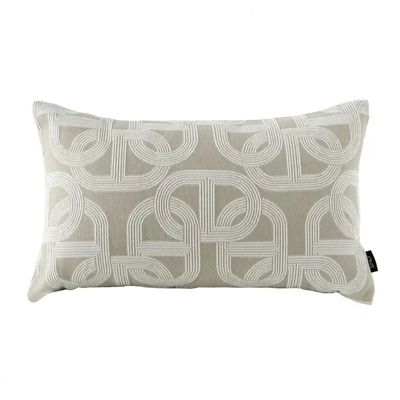 Modern beige and white jacquard cushion cover with intricate geometric embroidery for stylish living room decorbites cushion covers