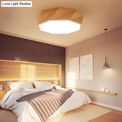 Lámpara de techo LED DecorBites™ moderna de madera beige con difusor acrílico - Luminaria geométrica de montaje empotrado