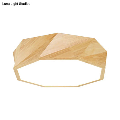 Lámpara de techo LED DecorBites™ moderna de madera beige con difusor acrílico - Luminaria geométrica de montaje empotrado