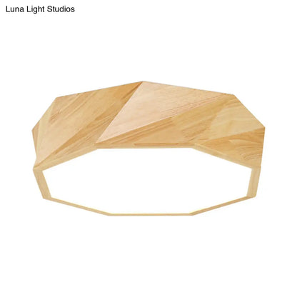 Lámpara de techo LED DecorBites™ moderna de madera beige con difusor acrílico - Luminaria geométrica de montaje empotrado