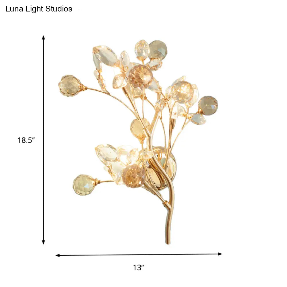 ديكوربايتس™ فرع إضاءة حائط كريستالي ذهبي حديث مشطوف بثلاثة رؤوس - وحدة إضاءة أنيقة