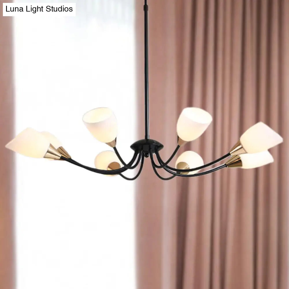 ثريا زجاجية حديثة مشطوفة - مصباح سقف معلق أبيض وأسود بتصميم نجمة | 3/6/8 رؤوس