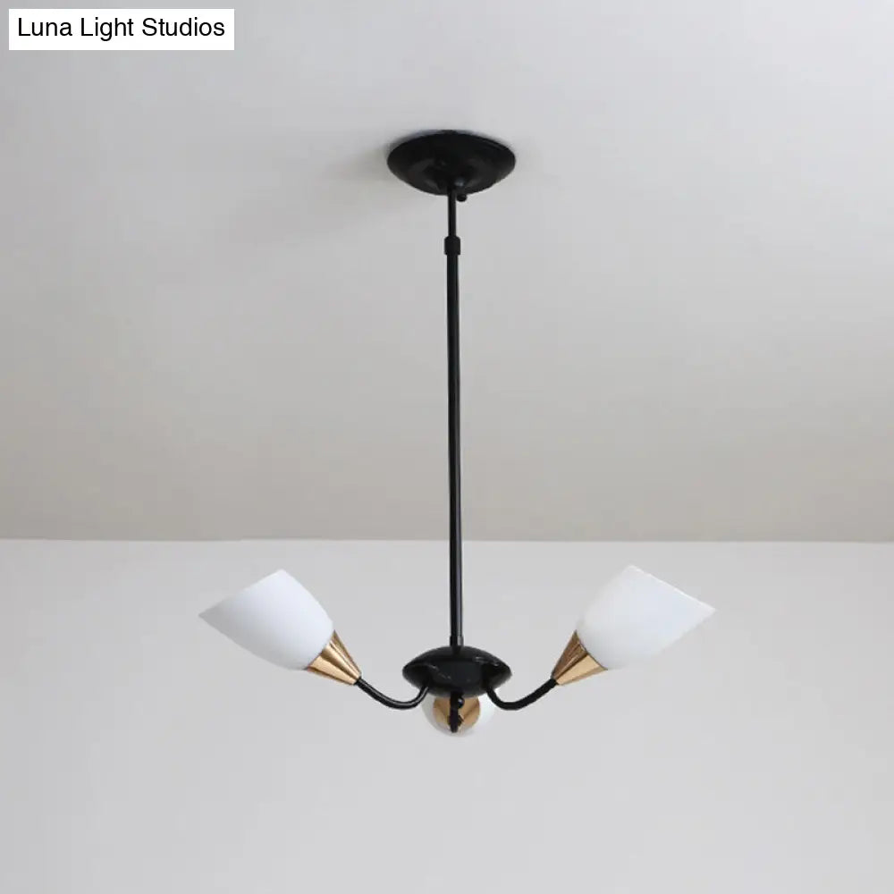 ثريا زجاجية حديثة مشطوفة - مصباح سقف معلق أبيض وأسود بتصميم نجمة | 3/6/8 رؤوس