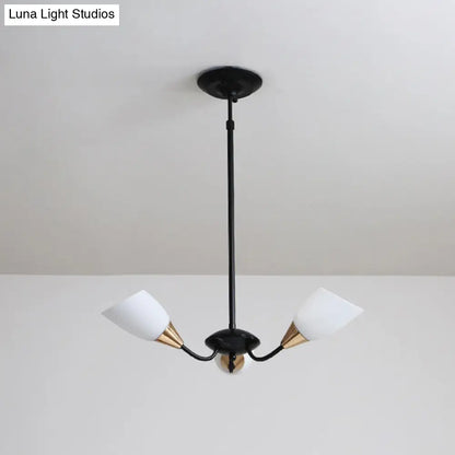 ثريا زجاجية حديثة مشطوفة - مصباح سقف معلق أبيض وأسود بتصميم نجمة | 3/6/8 رؤوس