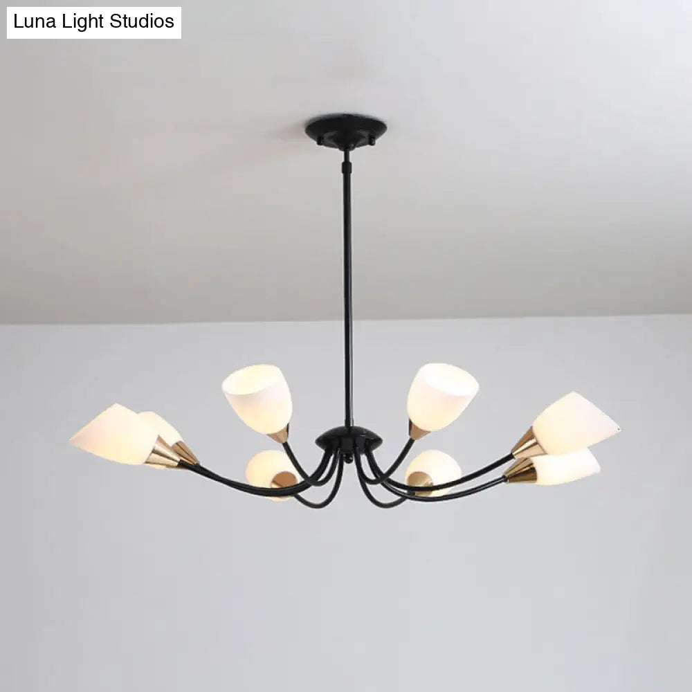 ثريا زجاجية حديثة مشطوفة - مصباح سقف معلق أبيض وأسود بتصميم نجمة | 3/6/8 رؤوس