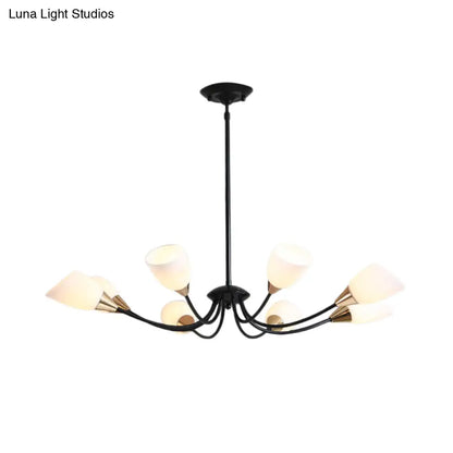 ثريا زجاجية حديثة مشطوفة - مصباح سقف معلق أبيض وأسود بتصميم نجمة | 3/6/8 رؤوس