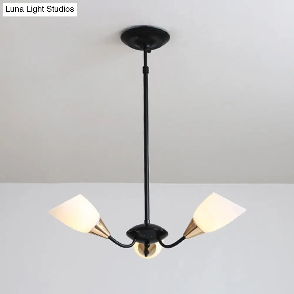 ثريا زجاجية حديثة مشطوفة - مصباح سقف معلق أبيض وأسود بتصميم نجمة | 3/6/8 رؤوس