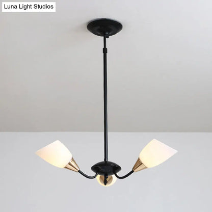 ثريا زجاجية حديثة مشطوفة - مصباح سقف معلق أبيض وأسود بتصميم نجمة | 3/6/8 رؤوس