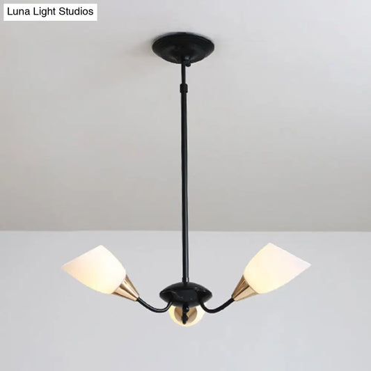 Lámpara de araña moderna de cristal biselado - Lámpara de techo colgante blanca y negra con diseño de estrella | 3/6/8 cabezales