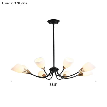 ثريا زجاجية حديثة مشطوفة - مصباح سقف معلق أبيض وأسود بتصميم نجمة | 3/6/8 رؤوس