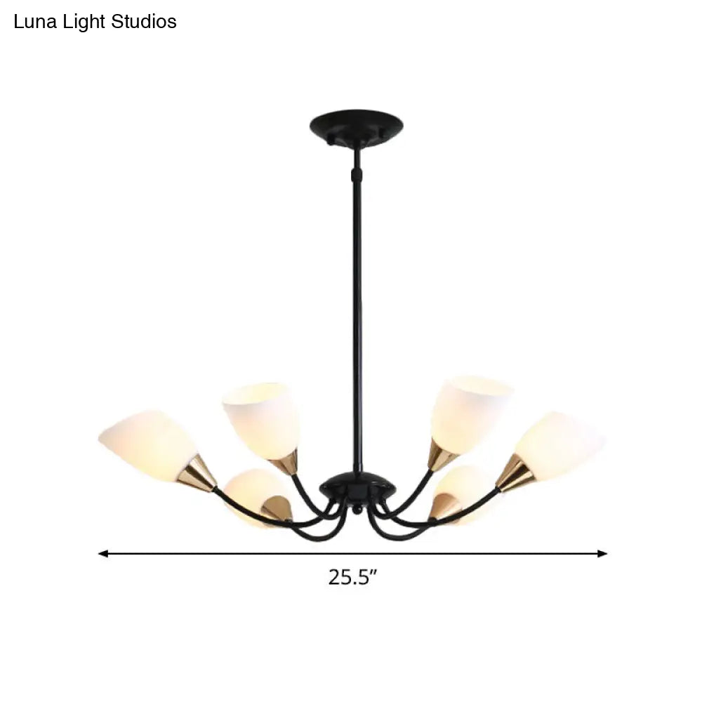 ثريا زجاجية حديثة مشطوفة - مصباح سقف معلق أبيض وأسود بتصميم نجمة | 3/6/8 رؤوس