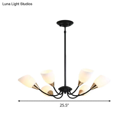 ثريا زجاجية حديثة مشطوفة - مصباح سقف معلق أبيض وأسود بتصميم نجمة | 3/6/8 رؤوس