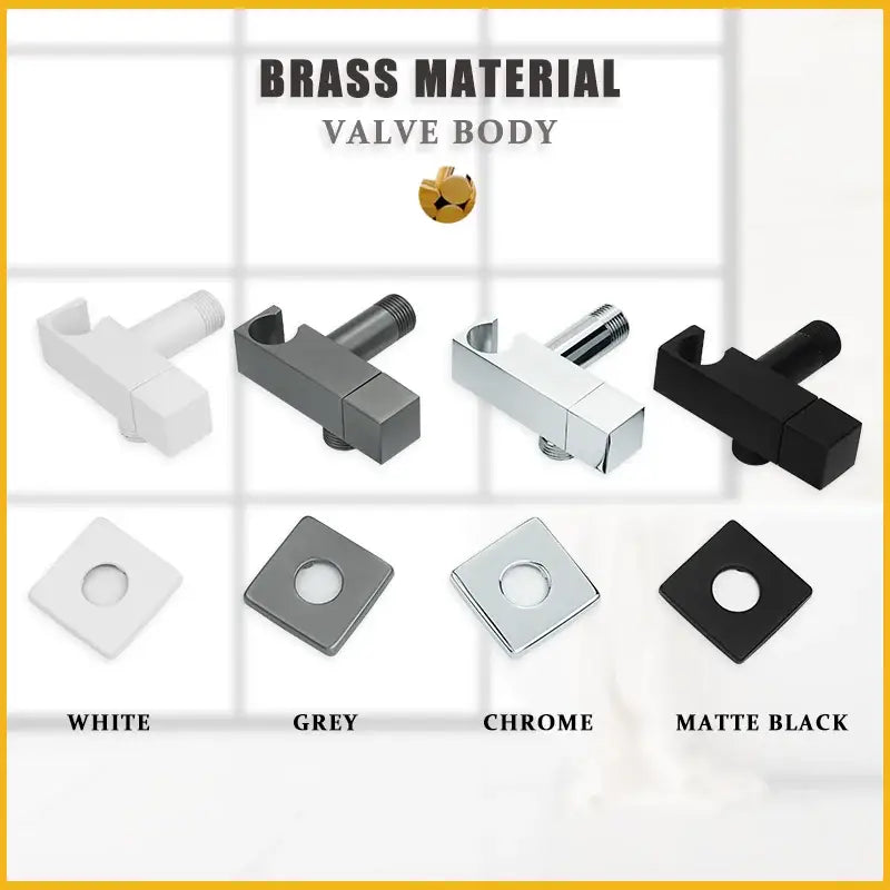Modern bidet faucet set with brass valve bodies in white grey chrome and matte black finishes for bathroom use
