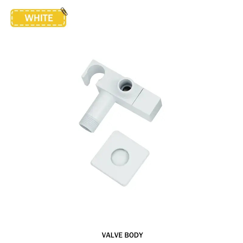 White plastic valve body with square base and threaded connection for modern bidet faucet set with coiled hose