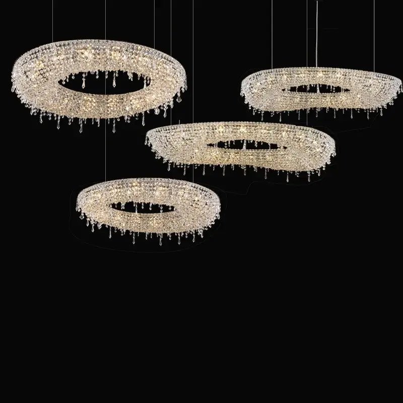 Modern bird nest crystal pendant chandelier with cascading droplets and warm glow for living room decorbites bird nest