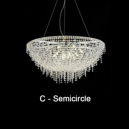 Modern bird nest crystal pendant chandelier with semicircular tiers of clear glass beads and sparkling crystals for living room decorbites bird nest