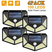 Modern black led solar wall lights with 100 leds each rectangular design and built-in motion sensors for security
