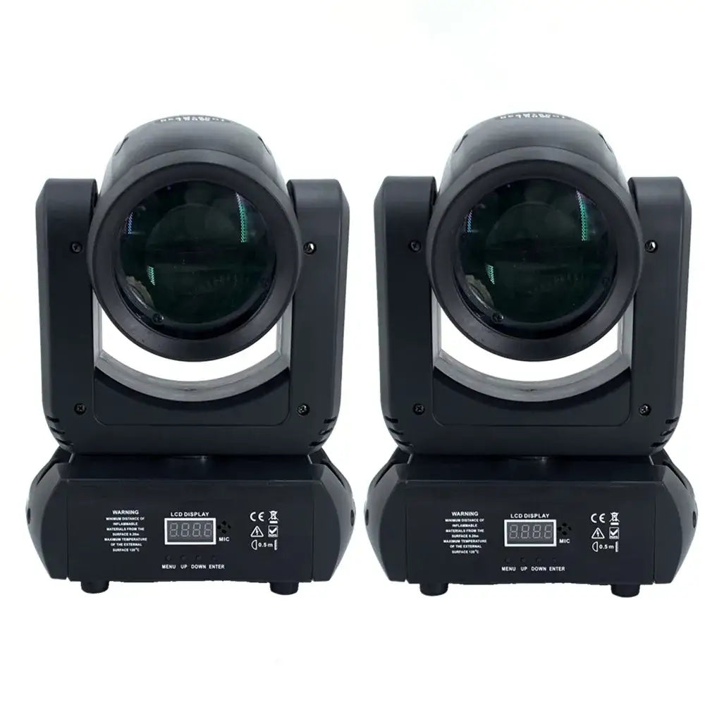 Modern black 150w led moving head light with digital displays and adjustable lens housings for stage and living room decor