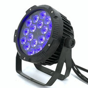 Modern black 18x18w rgbwa uv 6in1 led par stage light with 18 bright blue leds in a grid for party room decor