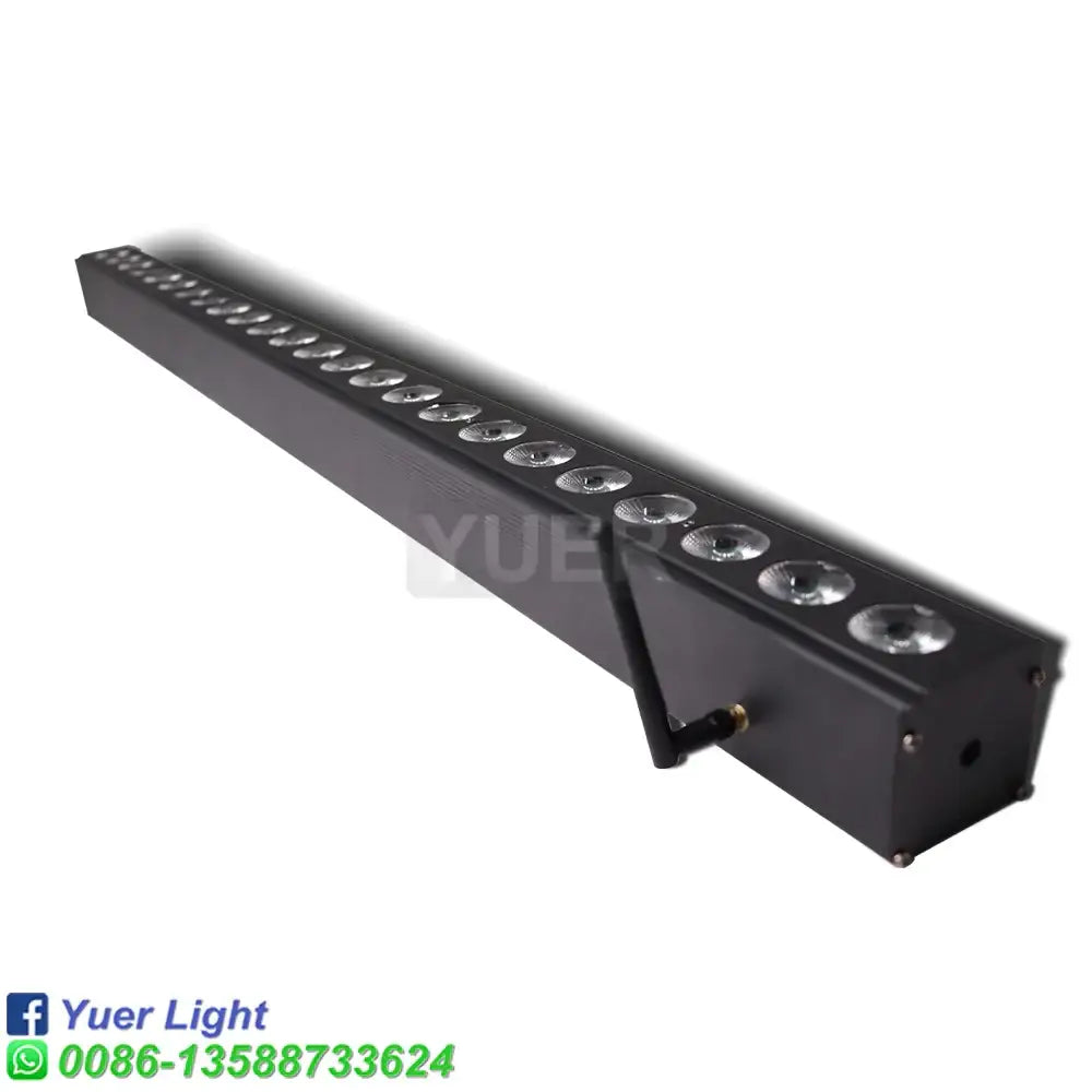 Black rectangular 24x4w 4in1 rgbw led wall wash stage light bar with circular reflective lenses on top surface