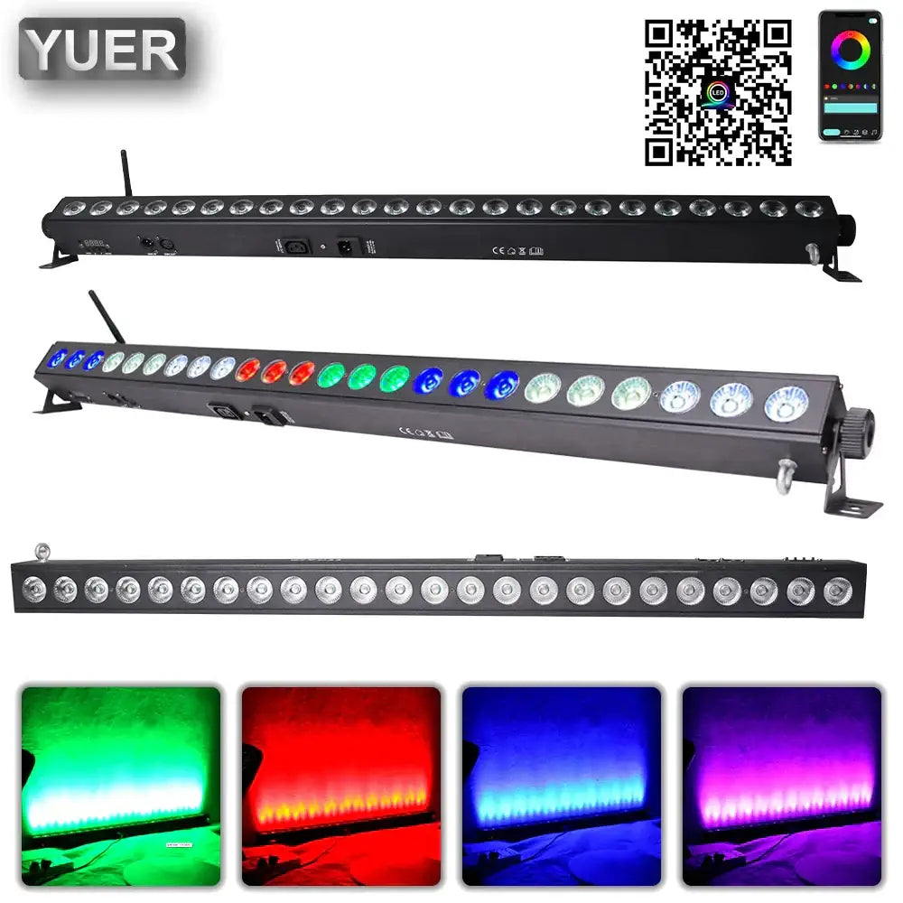 Modern black 24x4w 4in1 rgbw led wall wash stage light bar with 24 adjustable color leds and remote control app