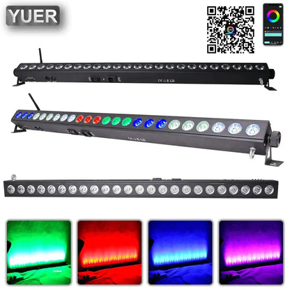 Modern black 24x4w 4in1 rgbw led wall wash stage light bar with 24 adjustable color leds and remote control app