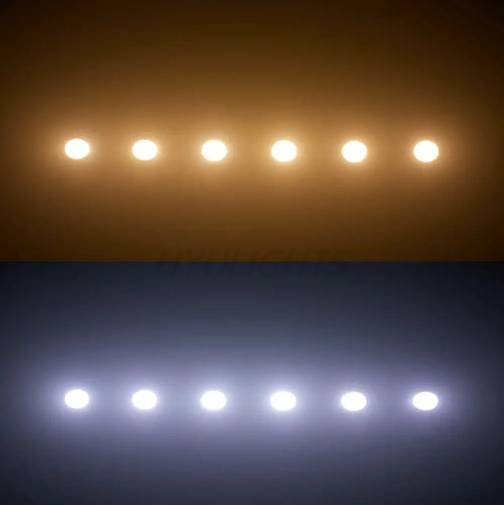 Modern black 2eyes cob led audience light with six circular cob led lights emitting warm and cool white illumination