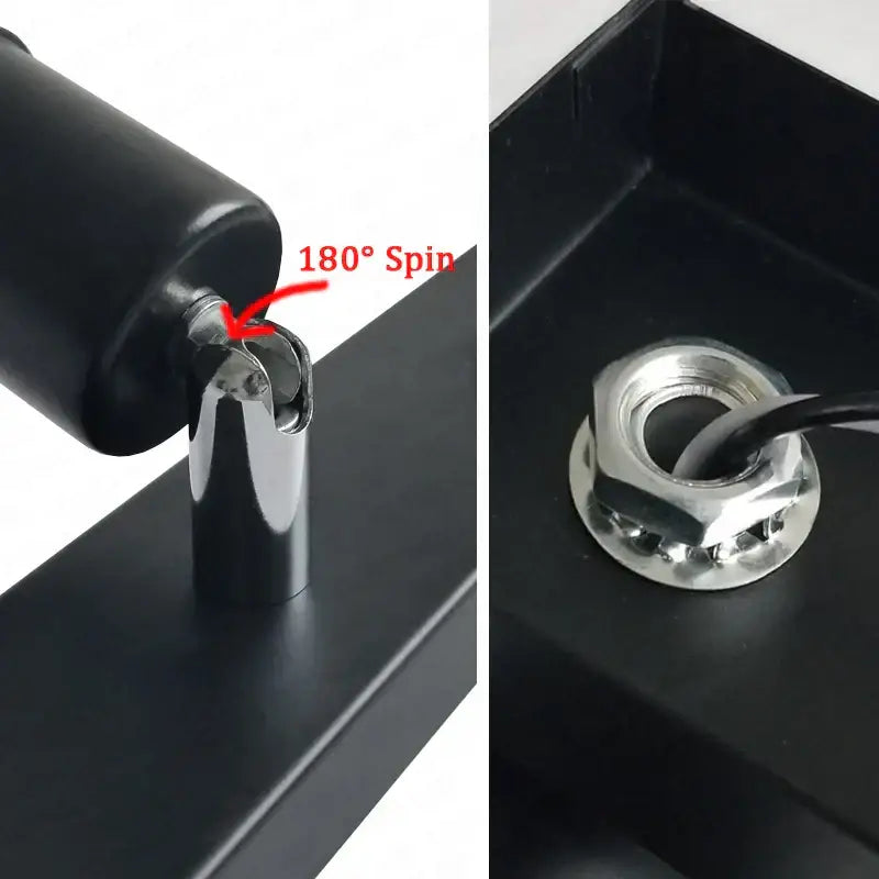 Black cylindrical ceiling lamp fixture with chrome mounting nut and threaded connection for modern art loft ceiling lamp