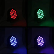 Modern black circular led rgbw stage par light fixture with 36 bright round leds in hexagonal pattern for parties