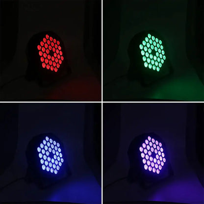 Modern black circular led rgbw stage par light fixture with 36 bright round leds in hexagonal pattern for parties
