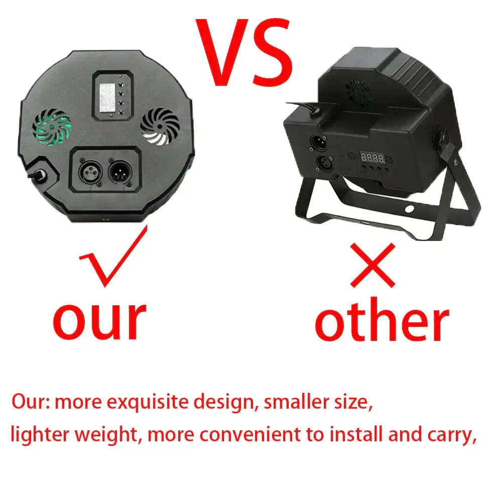 Black octagonal led rgbw stage par light with cooling fans and input ports for superior design and portability