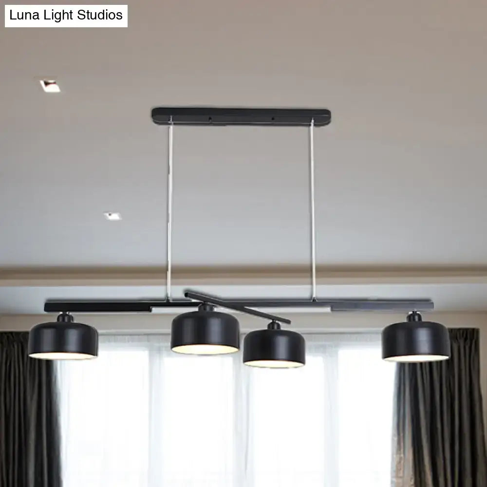 Decorbites rotatable chandelier with modern black drum shade featuring four lights metallic hanging design