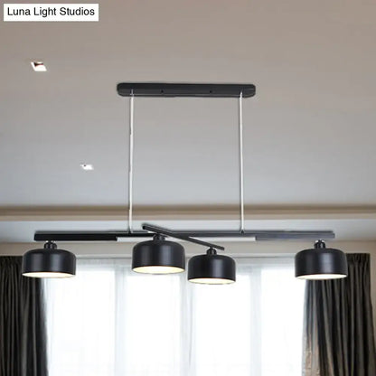 Decorbites rotatable chandelier with modern black drum shade featuring four lights metallic hanging design