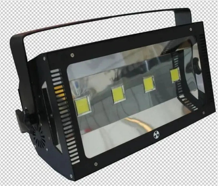 Modern black 400w high power led strobe light with three bright yellow square leds and handle for stage use