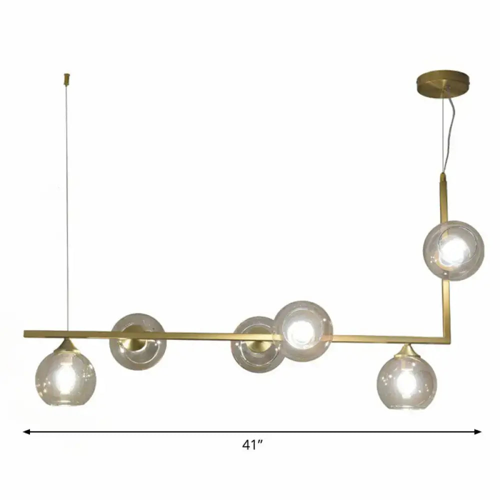 Decorbites™ postmodern 6-head brass pendant light with clear glass globes for dining table 220v-240v led use