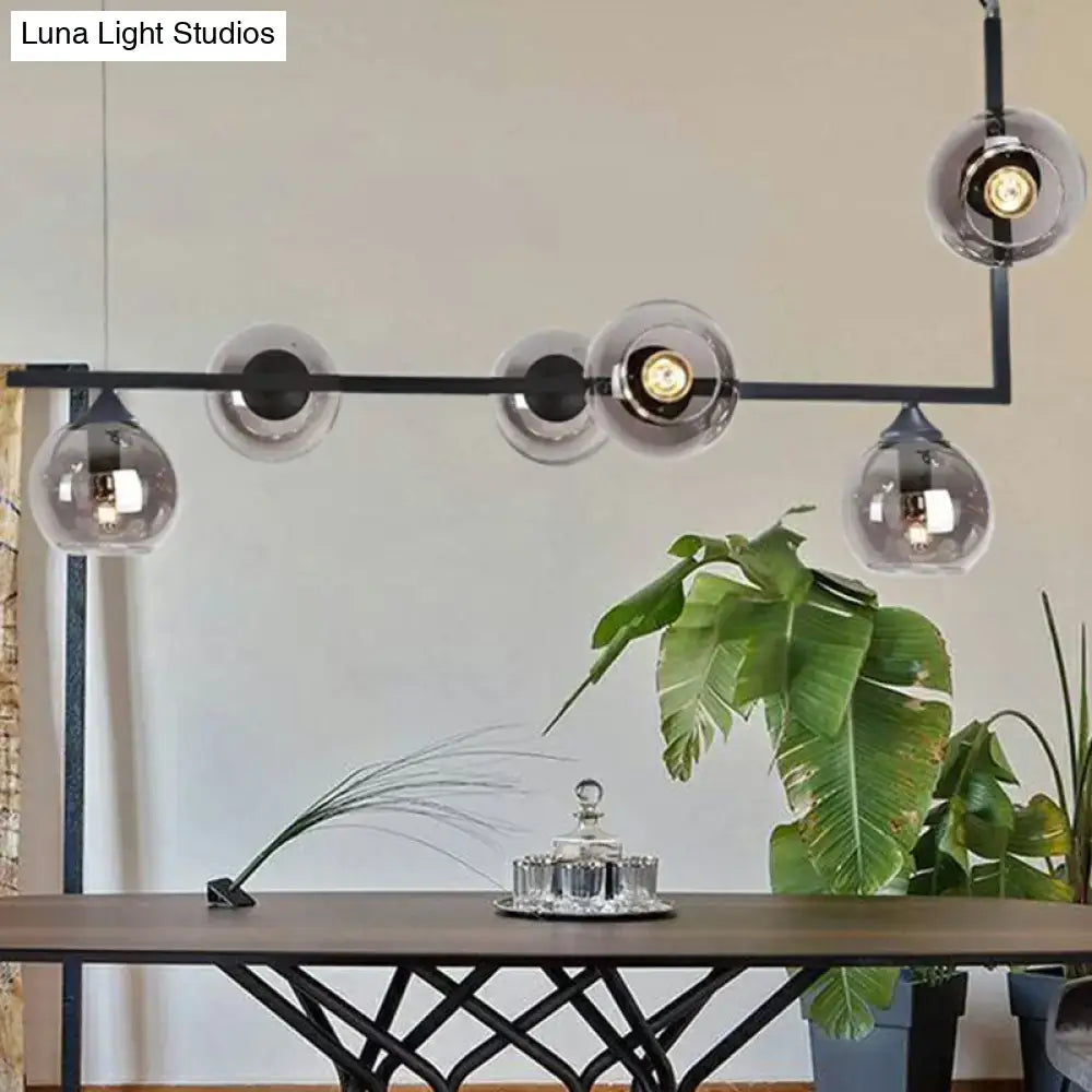 Modern black metal decorbites dome glass ceiling light with clear globes and exposed bulbs compatible with led incandescent fluorescent 220v-240v 110v-120v