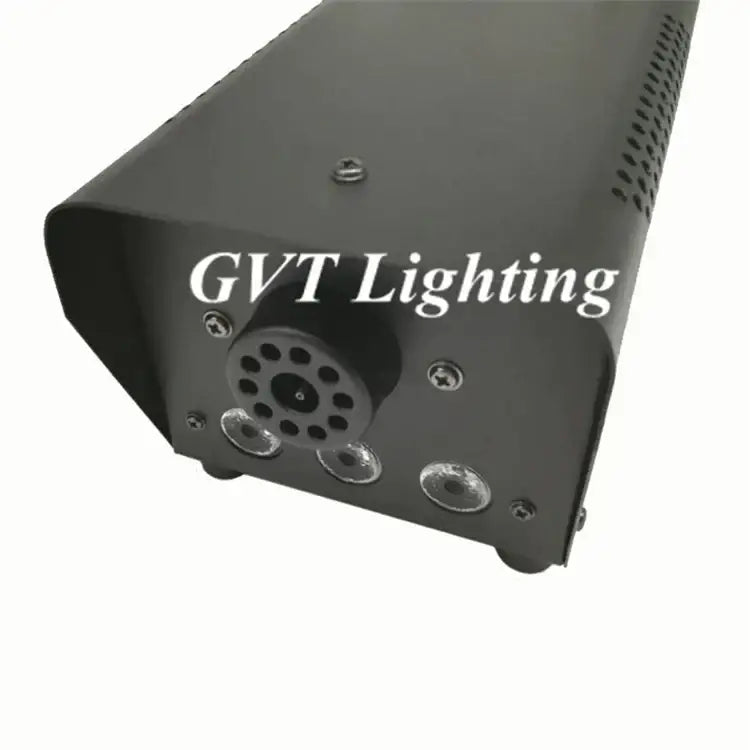 Black rectangular gvt lighting 500w rgb led smoke machine with perforated ventilation and circular led lights for parties