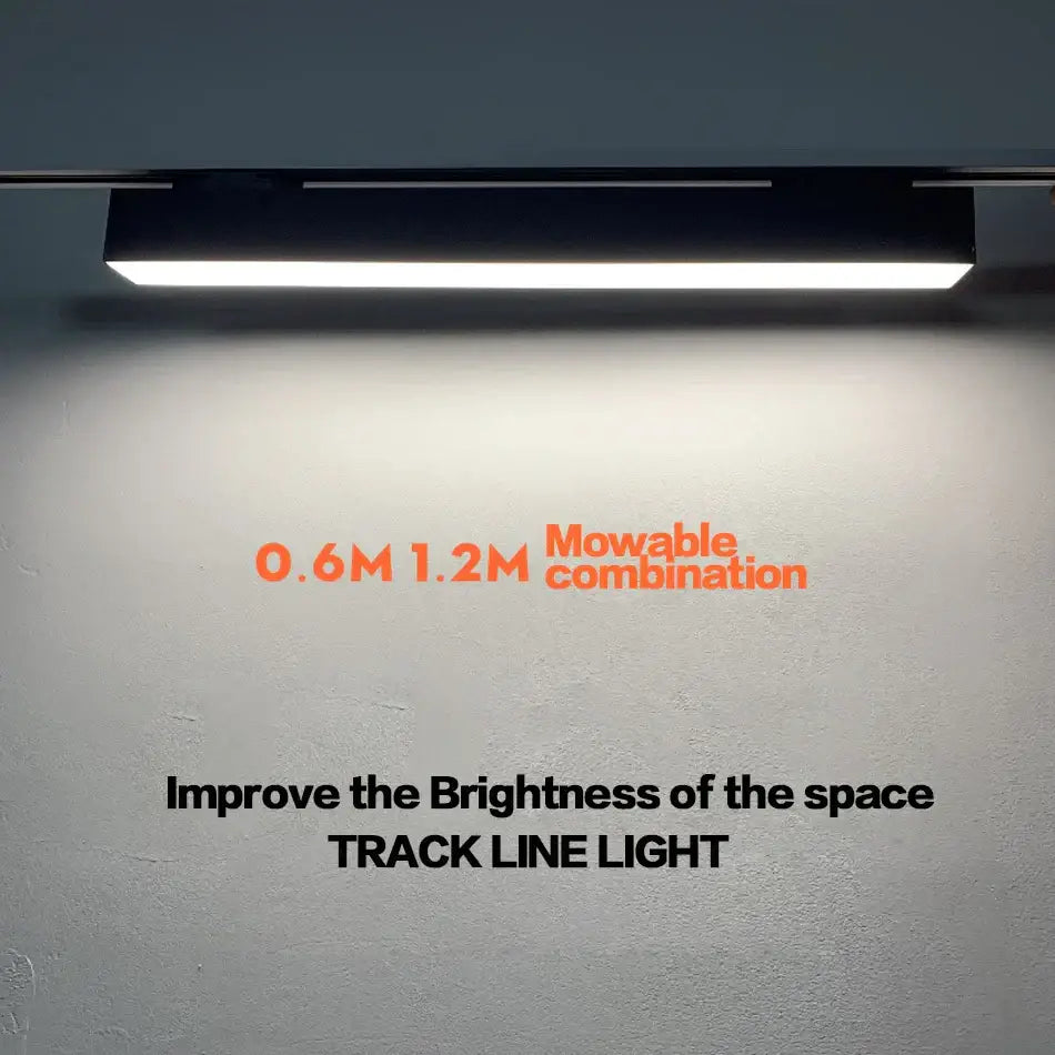 Modern black 60cm led track light with sleek design emitting bright white illumination for office use linear strip light