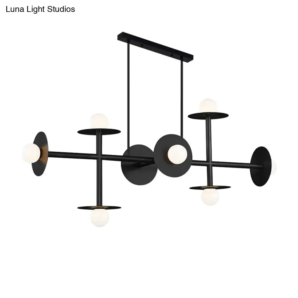 Decorbites modern 8-head black ceiling light fixture with spherical frosted glass bulbs for kitchen use