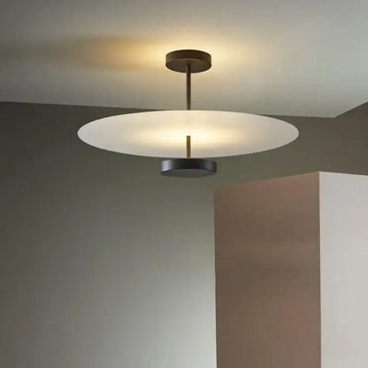 Modern minimalist black acrylic round chandelier with frosted glass disc and dark bronze frame for living room decorbites black acrylic