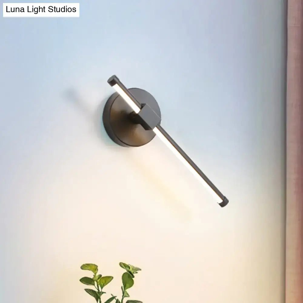Modern black acrylic tube led wall sconce with metal backplate and sleek angular design for 110v-120v bedroom lighting